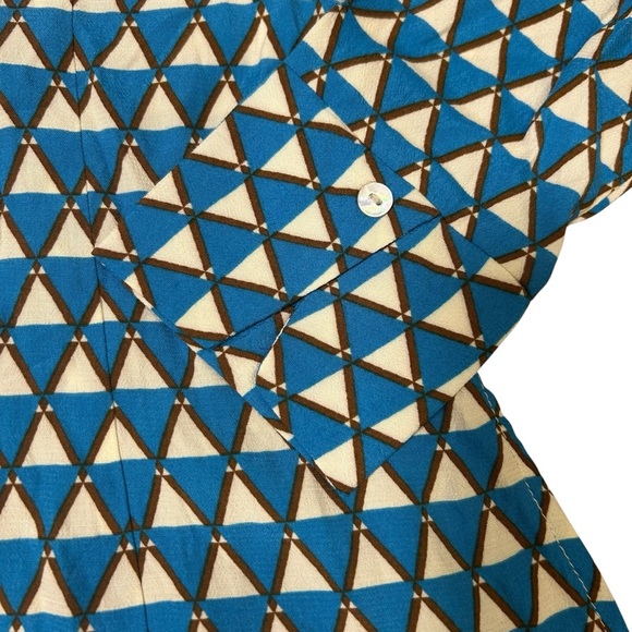 NWT Zara blue geometric satin set size XS shirt and pants flare 70a bloggers - Picture 4 of 14